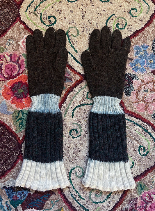 Victorian Era Hand Knit Wool Long Gloves