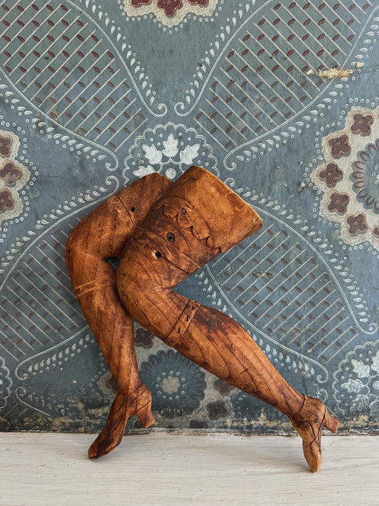Victorian Carved Wood Folk Art Posable Legs